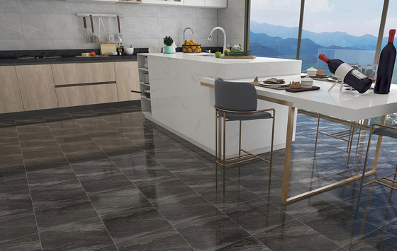 comprar Tejo de tijolo de madeira 400x400mm cinza escuro vidrado Matt Cerâmica Rustica para sala de estar e piso interior Tejo de parede para banheiro fabricação em linha