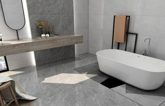 comprar Azulejo Rústico Cerâmico Antiderrapante Cinza 400x400mm com Aspeto de Mármore fabricação em linha