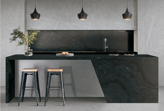 comprar 1600x3200x12mm Luxury Slabs de Pedra Sinterizada Sala de estar Matt Terraço azulejos Galáxia cinza Parede de fundo fabricação em linha