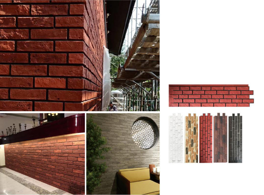 comprar Vermelho 1160x300x25mm Pedra cultivada tijolo azulejos antigos Pedra PU decorativa interior e exterior fabricação em linha