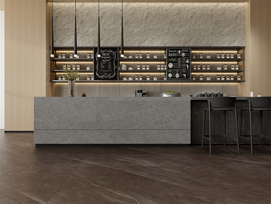 comprar Chapas de pedra sinterizadas duráveis cinza para sala de estar e sala de jantar 1420x2700mm fabricação em linha