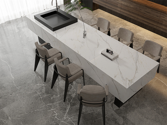 comprar Carrara Antiderrapante Lâmina de Pedra Sinterizada Polida Para Sala de Viver 1420x2700mm Branco fabricação em linha