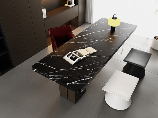 comprar Matt 1420x2700mm Chapas de pedra sinterizadas pretas para sala de estar e balcão fabricação em linha