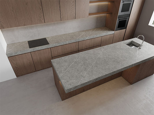 comprar Lâmina de pedra cintrada cinza mate 1420x2700mm para paredes de hotel fabricação em linha