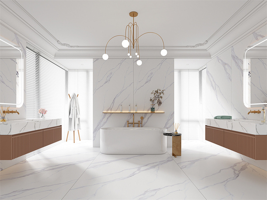 comprar Retro piso lajes de pedra sinterizada para reconstrução Matt Carrara Branco 1420x2700mm fabricação em linha