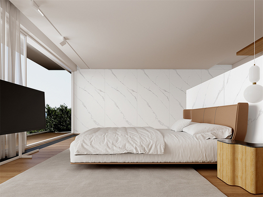 comprar Piso de grau AAA Matt Carrara Chapas de pedra sinterizada branca para restaurante 1420x2700mm fabricação em linha