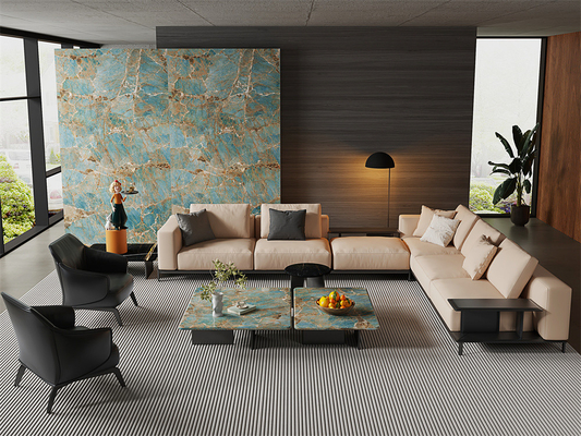 comprar Verde 160x320cm Parede interior Lâmina de pedra sinterizada polida Para decoração fabricação em linha