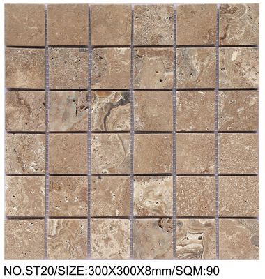comprar Mosaico de Pedra Natural Marrom Quadrado Antiderrapante 300x300mm para Sala de Estar e Quarto fabricação em linha