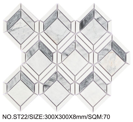 comprar Antibacterial Marfim e cinza 300x300mm Mosaico de pedra natural para escritório e banheiro fabricação em linha