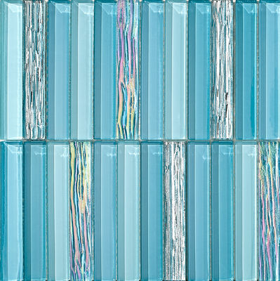 comprar Mosaicos de vidro azul de tijolo de fogo 300x300mm para hotéis e salas de estar resistentes a manchas fabricação em linha