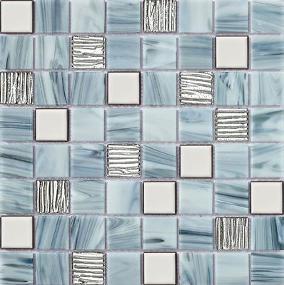 comprar Mosaicos de Vidro para Parede Interior 304x304mm Azuis, Resistentes ao Desgaste e às Manchas, para Piscina fabricação em linha