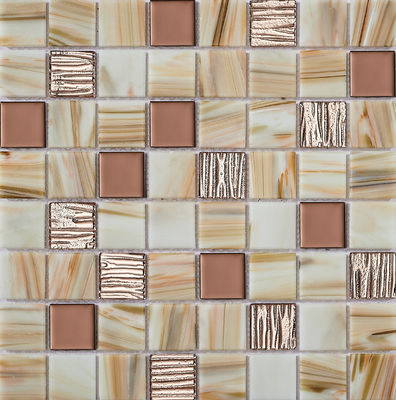 comprar Mosaicos de Vidro para Parede Interior e Piscina, Tijolo de Fogo e Antiderrapante 304x304mm fabricação em linha