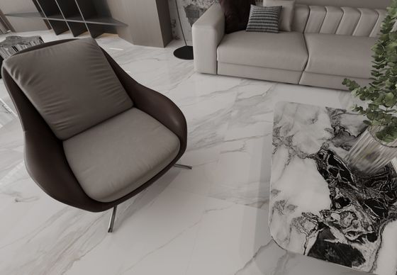 comprar Ladrilho de porcelana polida e vidrada Carrara 1mx1m, moderno, para interior, para sala de estar e decoração fabricação em linha