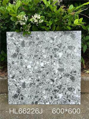 comprar Azulejos de cerâmica terrazzo cinza resistentes a manchas 600x600mm para piso interno para sala de jantar e escritório fabricação em linha