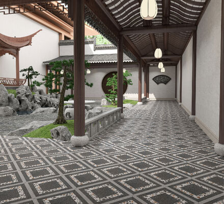 comprar Chapas modernas cinzentas 600x600 mm para piso exterior Chapas de pavimentação cerâmica Espessura 12 mm Para edifícios e escritórios fabricação em linha
