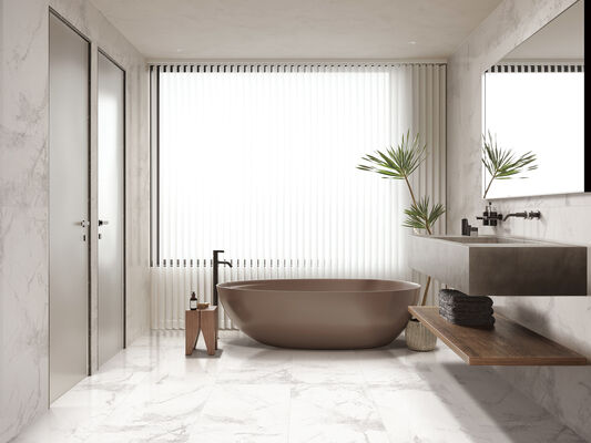 comprar Pavimento interior elegante e ecológico Carrara 600x1200mm Reprodução de azulejos de porcelana vidrada para sala de jantar e sala de estar fabricação em linha