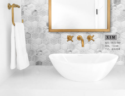 comprar Inkjet que imprime a telha da parede do mosaico do hexágono do GV, mármore de vidro da madeira da telha da bancada de 48x6mm fabricação em linha