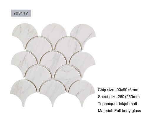 comprar Inkjet em forma de leque decorativo Matt Finished das telhas de mosaico de Carrara do CE 16kgs/Sheet fabricação em linha