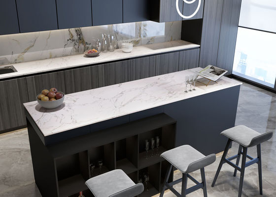 comprar Espessura de pedra aglomerada branca das lajes 15mm do OEM Carrara fabricação em linha