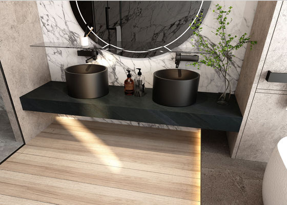 comprar A mesa preta aglomerou a decoração de superfície do armário de pedra das lajes 800x2600mm fabricação em linha