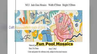 Decoração de piscina com mosaicos de vidro de jade de desenho animado