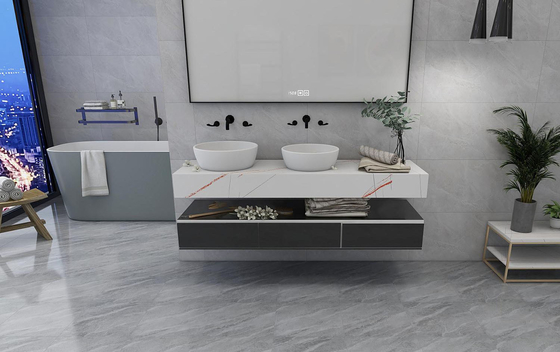 Marble Look 400x400mm Cerâmica azulejos rústicos Interior Matt vidrado piso interior azulejos de parede cinza impermeável