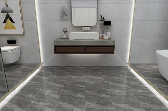 Eco-friendly 400x400mm cerâmica azulejos rústicos para casa de banho e Matt vidrado cinza de mármore olhar azulejo de chão para sala de estar