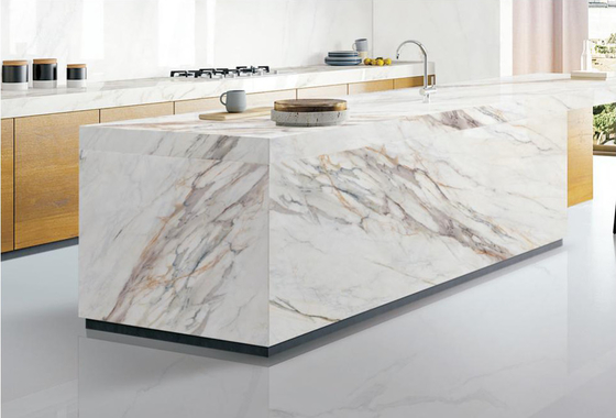 Resistência ao desgaste 160x320cm Chapas de pedra sinterizadas Nuvem Chapa de piso de rocha branca 12mm