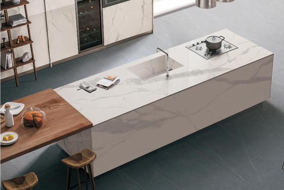 AAA 160x320cm Rock Floor Tile Slab de pedra sinterizada TV Branca fundo de parede Escritório Desk Top