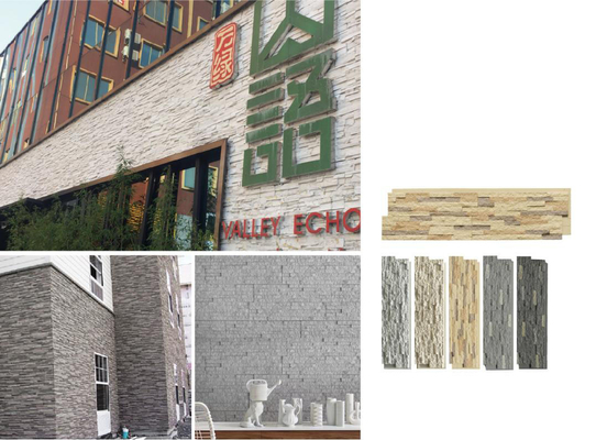 Granito cinza 1160x300x30mm Pedra Cultural tijolo Poliuretano Panel de edifício decorativo de parede exterior