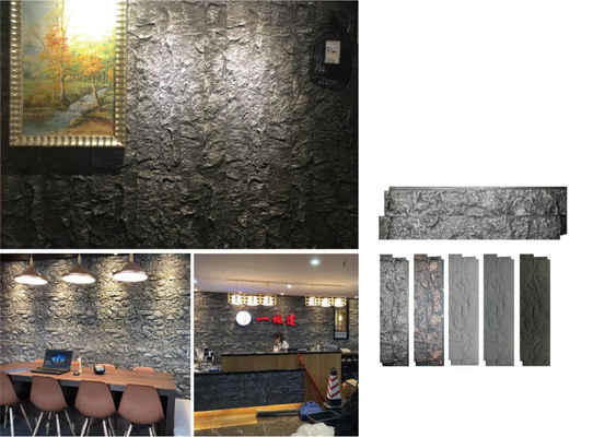 Cinza listrada 1160x300x30mm Pedra Cultural tijolo Poliuretano Bar de Escritório Painel de Parede Decorativo Luz de tijolo