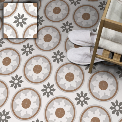 Chapas de chão de 250x250mm de cor castanha e branca antibacteriana para sala de estar e parede antiderrapante de cerâmica rústica para sala de jantar