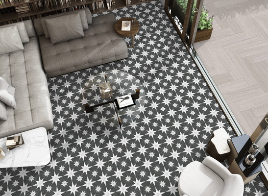 Chapa rústica de cerâmica cinza-branca 250x250 mm para piso interior