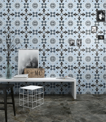 Azulejo rústico cerâmico azul 20x20cm para piso interno