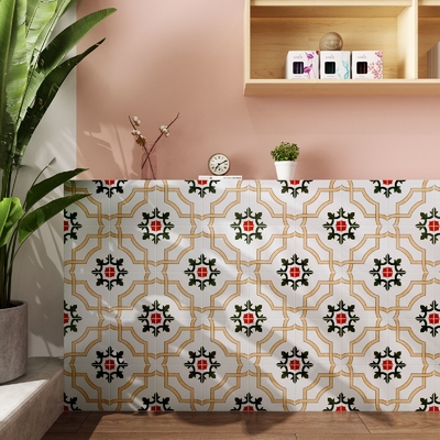 Amarelo claro e verde 200x200mm Cerâmica durável e de tijolo de madeira para banheiro e sala de estar