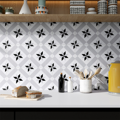 Cinza e preto 200x200mm Decorativo Parede interior Cerâmica azulejos rústicos para sala de estar e quarto