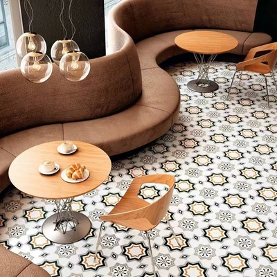 Chapa de piso interior para banheiro e 200x200mm Beige e marrom Chapa de cerâmica rústica para quarto