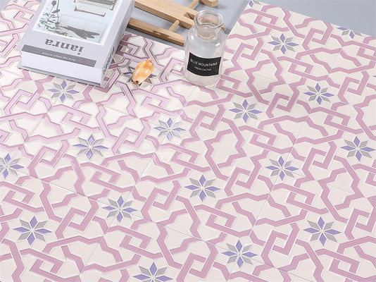 Telha rústica de cerâmica rosa de 20x20cm para paredes de banheiro