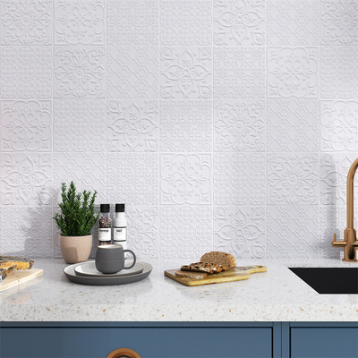 Impressionantes azulejos rústicos de cerâmica branca 20x20cm para varanda e azulejos de parede ecológicos para sala 4 estilos