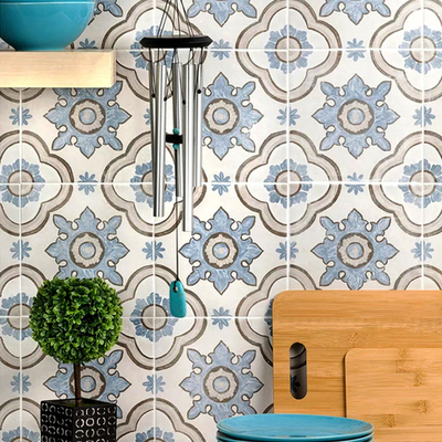 azuis à prova d'água 200x200mm azulejos cerâmicos rústicos para a parede da cozinha e azulejos decorativos para o piso da casa de banho