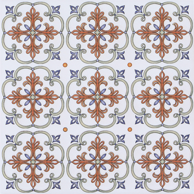 Encaustic branco e vermelho Floret cerâmica azulejos rústicos 200x200mm para cozinha e sala de jantar