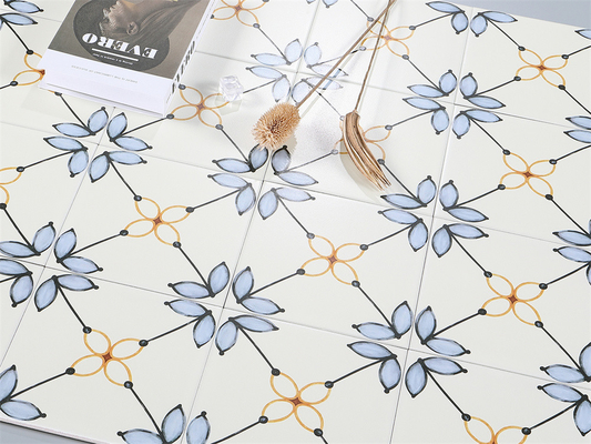 Peças de piso interior impermeáveis de 20x20cm de cor bege, azulejos rústicos de cerâmica para banheiro e azulejos duráveis para cozinha