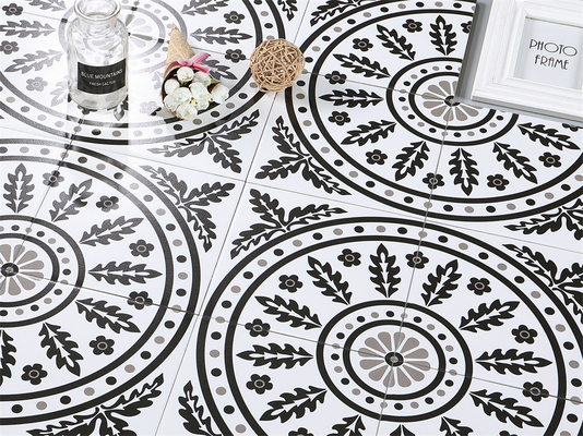 Eco-friendly e antiderrapante piso preto e branco cerâmica azulejo rústico 200x200mm para casa de banho e sala de estar
