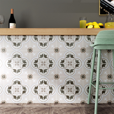 Piso cinza resistente ao desgaste e parede floreta azulejos rústicos de cerâmica 200x200mm e azulejos sem desbotar para varanda