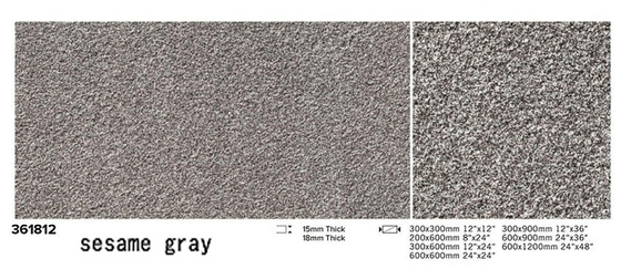 Telas modernas não escorregadias de corpo inteiro cinza 600x1200x15mm superfície inflamada piso exterior porcelana pavimentação para edifícios