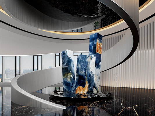 Luxo Azul 1420x2700mm Chapas de Pedra Sinterizada Polida Para Hotel E Sala De Sábado