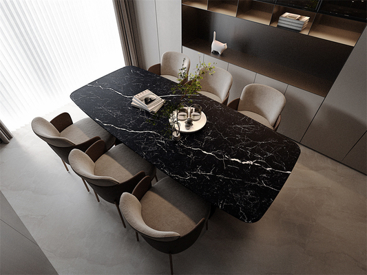 Lâmina de pedra sinterizada de porcelana esmaltada negra e 160x320cm Lâminas de mármore antiderrapante para sala de jantar