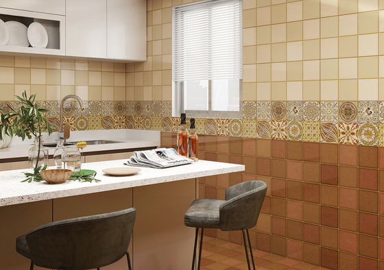 azulejos de cerâmica marrom e amarelo 300x600mm e azulejos de parede interior para sala de estar