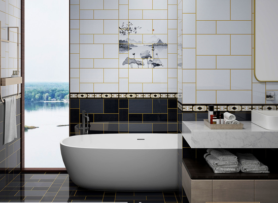 Resistência ao desgaste 30x60cm parede interior azulejos cerâmicos vidrados e azulejos decorativos para hotel
