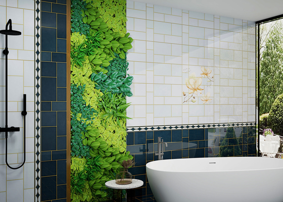 Telhas cerâmicas decorativas à prova d'água de 30x60cm e telhas de parede interiores para banheiro azul